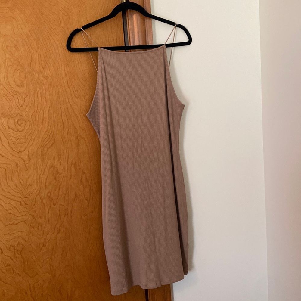 Ribbed Beige thin strapped midi dress H&M - never worn